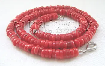 

DD Wholesale XSZ2014 ^^Beautiful 19" 8mm abacus shape red coral necklace