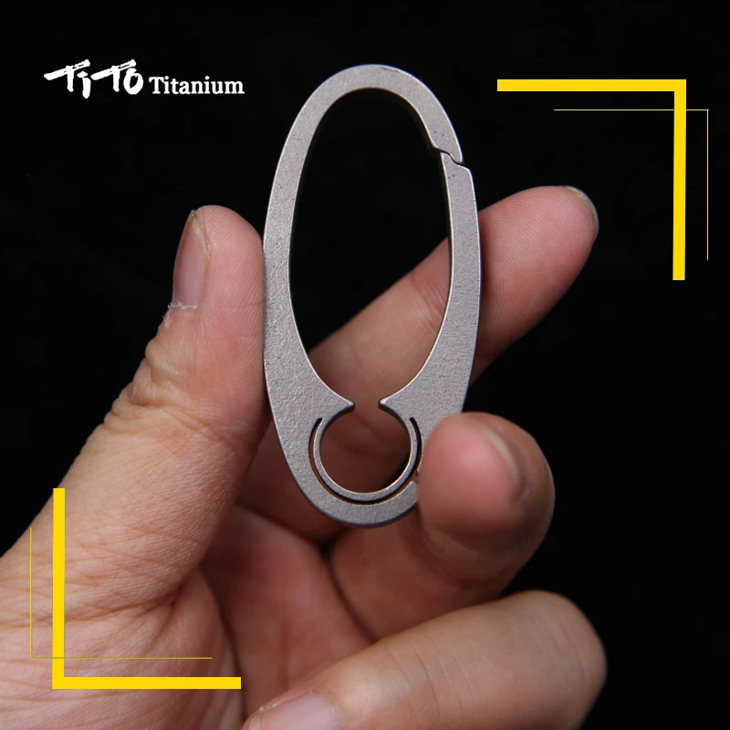 TiTo EDC Titanium Keychain Oval Titanium carabiner With Outdoor camping Titanium Chinese Ancient Style Key Ring Car buckle