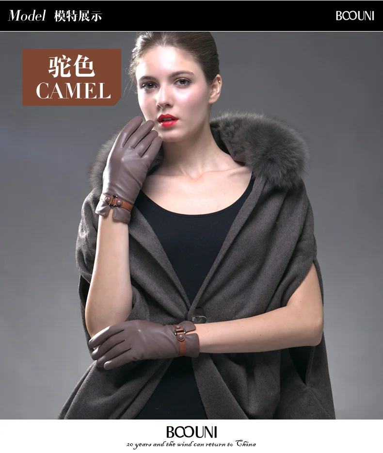 Women Touch Screen Genuine Leather Gloves Ladies Winter Warm Plus Velvet Thickened Mittens Female Casual Fashion Hand Muff H3221