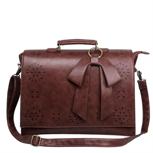 ECOSUSI 15,7 'сумка-мессенджер для ноутбука для женщин дизайнерские сумки известного бренда из искусственной кожи винтажные школьные сумки через плечо в стиле ретро - Цвет: Coffee
