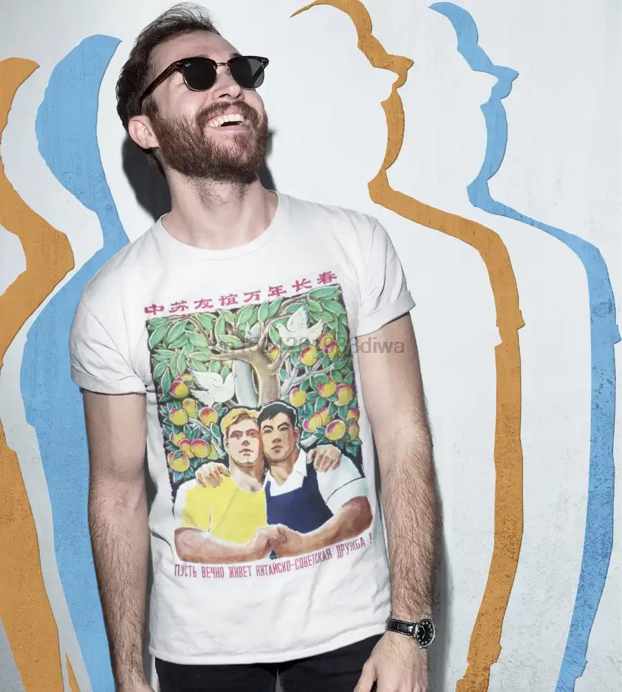 ヴィンテージソビエトポスターシャツロシア語中国語友情 Lgbt おかしいゲイ Tシャツ Aliexpress