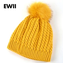 2016 female winter hat knitted hats for women beanie knitted cap interwoven pattern women beanies warm bonnet Nagymaros ballbone