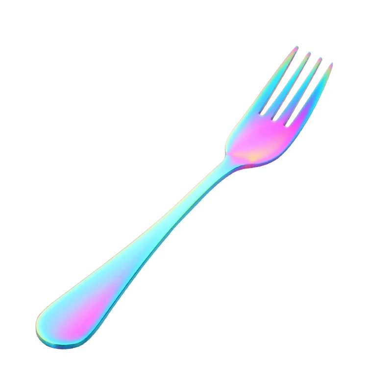 Rainbow NO.0 1 шт Детская обеденная вилка для фруктов Десертная Вилка для торта овальная ручка кошачья лапка милая посуда - Цвет: Rainbow NO.0