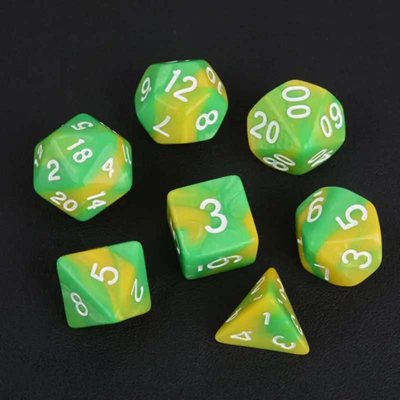 7 шт. набор игральных костей с эффектом туманности покер d& d d4 d6 d8 d10 d% d12 d20 многогранные TRPG игры rpg игры в кости