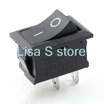 

AC 6A 250 10A 125V SPST 2 Pins ON/OFF Black Button Boat Rocker Switch