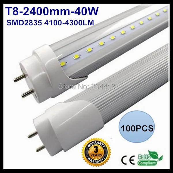 

2.4m 8FT 40W T8 LED Tube 2400mm 8 Feet SMD2835 G13 R17D FA8 single pin 8ft led tube light