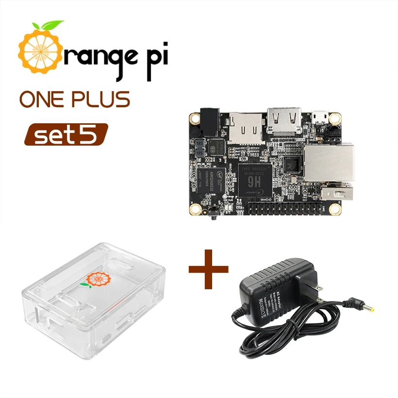Оранжевый Pi One Plus SET5: OPI One Plus и ABS Прозрачный чехол и адаптер питания постоянного тока