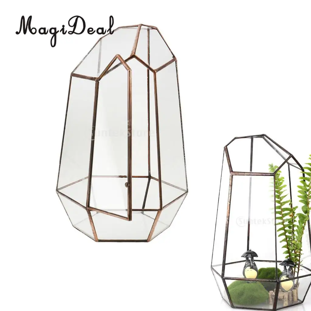 MagiDeal 2pcs Glass Geometric Terrarium Succulent Plant Planter Candle Jewelry Holder Wedding Engagement Supplier