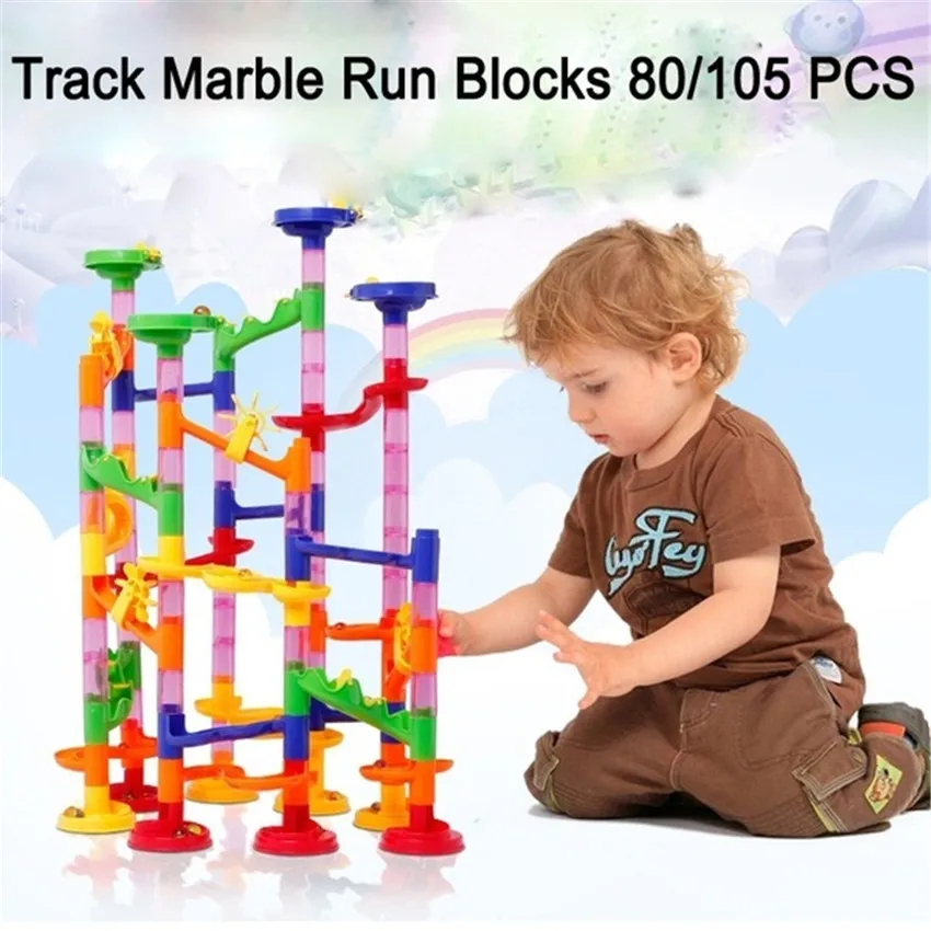 

105Pc Construction Marble Race Run Maze Duplo Building Block Ball Pipeline DIY Toy Track Set Assemble Bricks Compatible Legoing