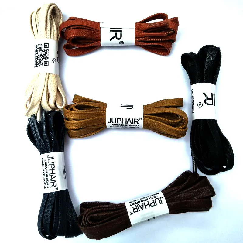 JUP1-12 Pair Yellow Brown Waxed Cotton Flat Shoelaces Leather Shoestring Boot Sport Shoelace Unisex Sneakers Shoe Lace wholesale