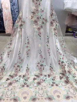 

High quality Factory price BZL-101661 Nigerian lace fabrics Guipure Embroidered Mesh Tulle fabric for wedding dress