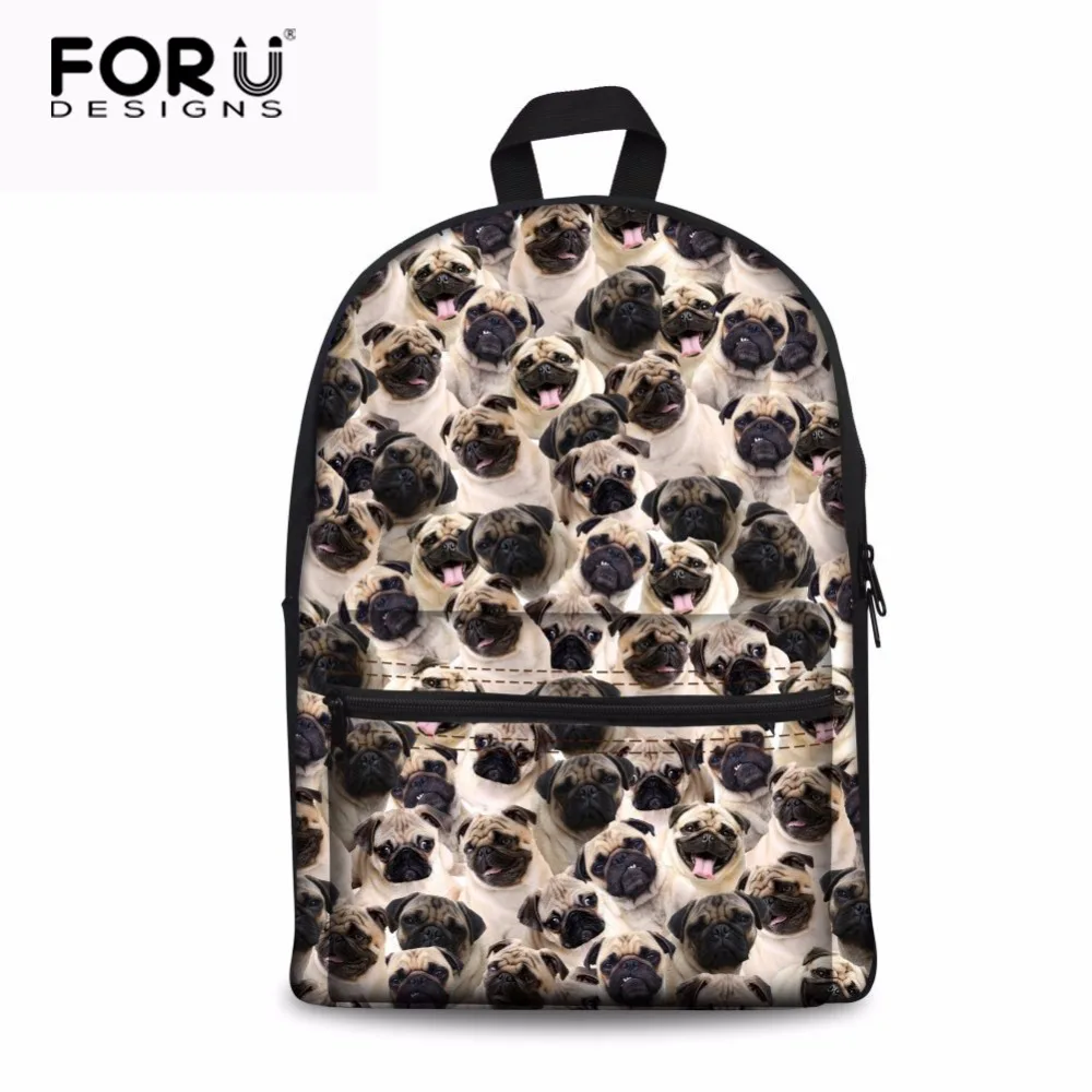 FORUDESIGNS Pug Dog Pattern Women Daily Rucksack Children School