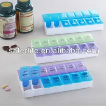 Оптовый заказ портативный медицинский случай 7 отсеков дот 7 дней цвет pill дозаторы еженедельно pill box