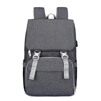 2 в 1 сумка для подгузников для беременных USB сумка для подгузников детская пеленка пеленальный коврик дорожный рюкзак для мам сумка для кормления Bebes пеленки B - Цвет: Dark grey