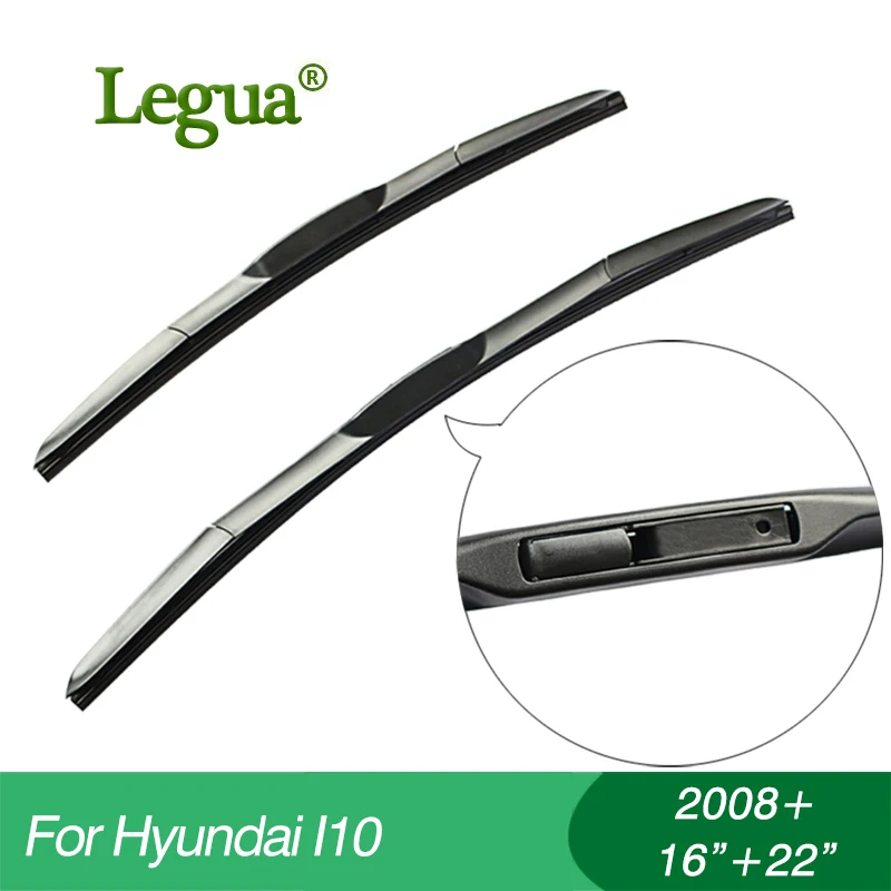 Legua Wiper blades for Hyundai I10(2008+),16"+22",car wiper,Hybrid Type