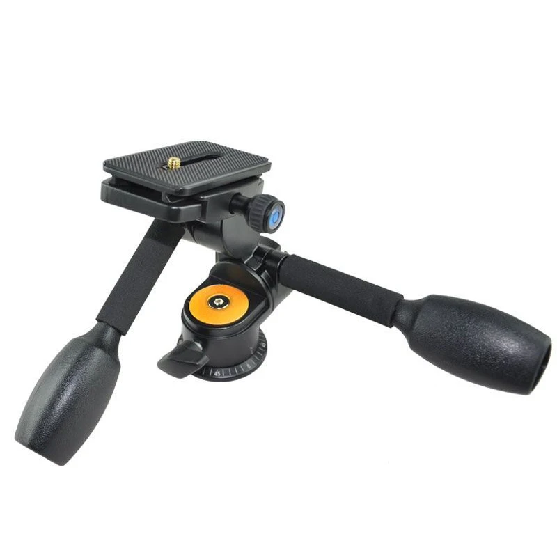 QZSD Q80 Aluminum Video Tripod ballhead 3-way Fluid Head Rocker Arm with Quick Release Plate for Camera Tripod Monopod