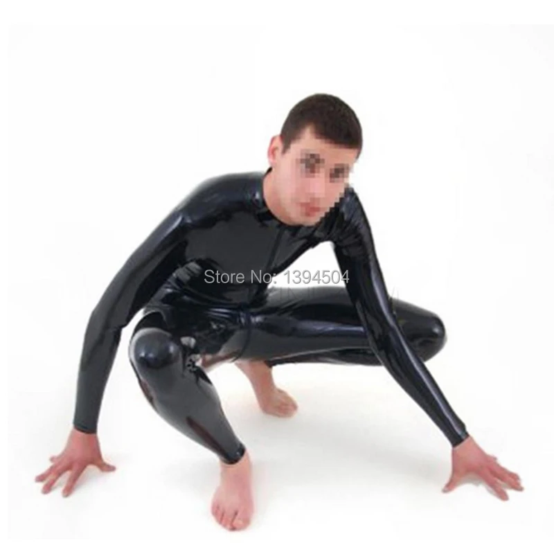 new sexy exotic Sexy handmade customize Black Men male Latex Catsuit zentai cekc fetish Bodysuits with three way Zipper