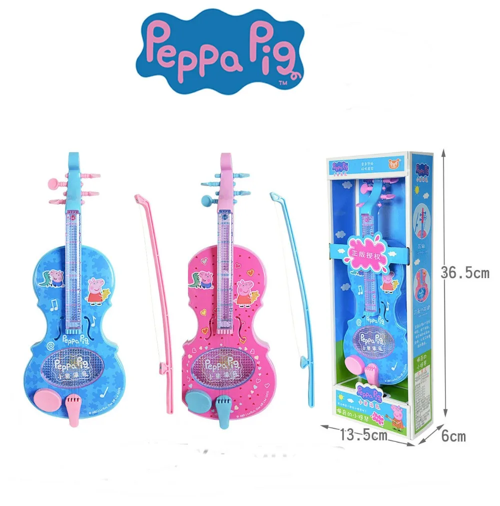 

Original box Genuine Peppa Pig 36cm/14" Children Musical Instruments Toy pink blue Violin Education toy 99048 with light