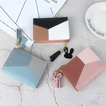 

Women Wallet Short Bag Small PU Leather Credit Card Holders Thin Tassel Zipper Wallets Coin Pocket Fashion Clutch bag