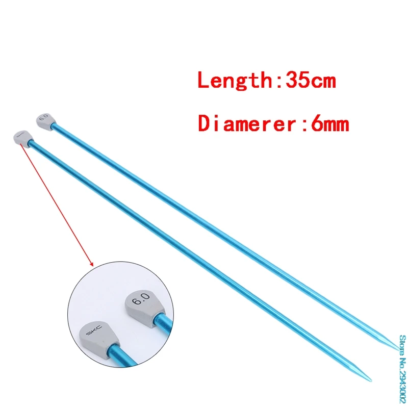 2 шт. 35 см один Poin спицы булавки прямые алюминиевые DIY инструмент для плетения - Цвет: Size 9