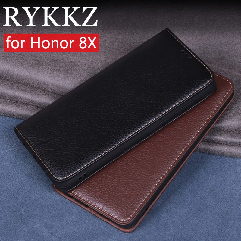 Роскошный кожаный чехол книжка RYKKZ для Huawei Honor 8X подставка мобильного телефона 8x