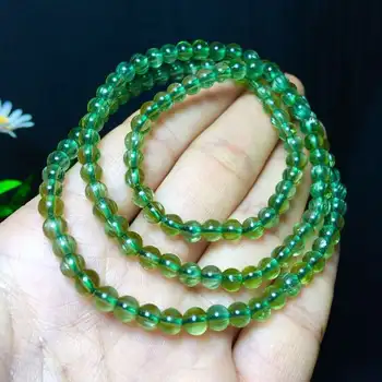 

FREE SHIPPING Natural Green Apatite Crystal Beads Bracelet AAA 5-4.8mm