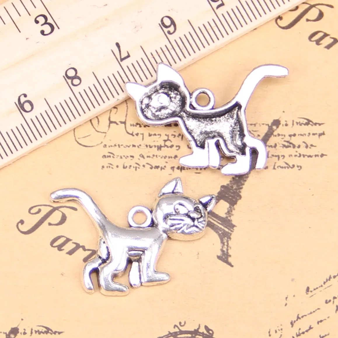 48pcs Charms For Jewelry Making cat 30x22mm Antique Silver Plated Pendants DIY Handmake Tibetan Bracelet Necklace | Украшения и