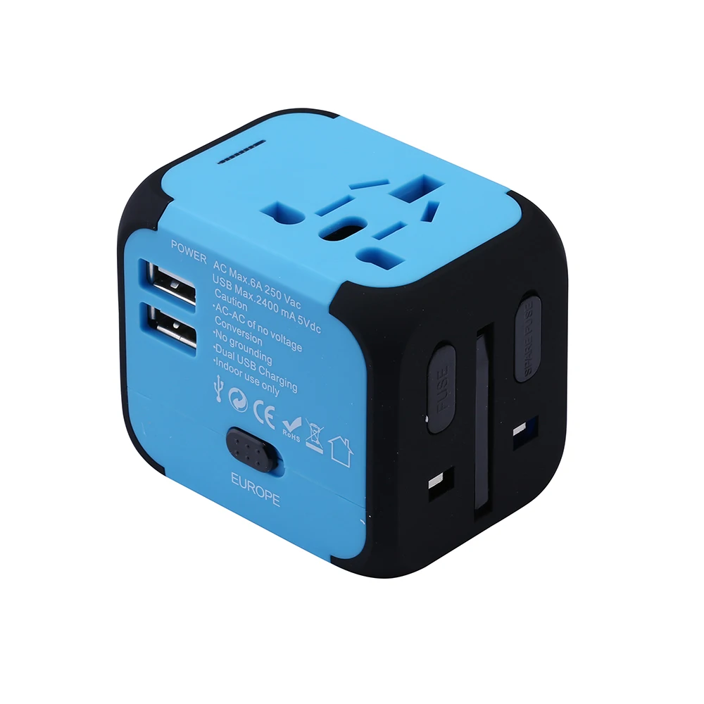

All-in-one International Power Adapter Electric Plugs Sockets Converter Travel Adapter US/AU/UK/EU with Dual USB Charging