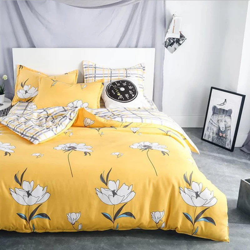 

230*250 4pcs/set Plant cashmere Elk Bedding Sets Flower Pattern Bed Linings Bed Sheet Pillowcases Cover Bedding Set