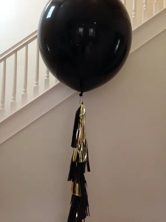 Giant 36" black balloon with gold black tassel garland party decor