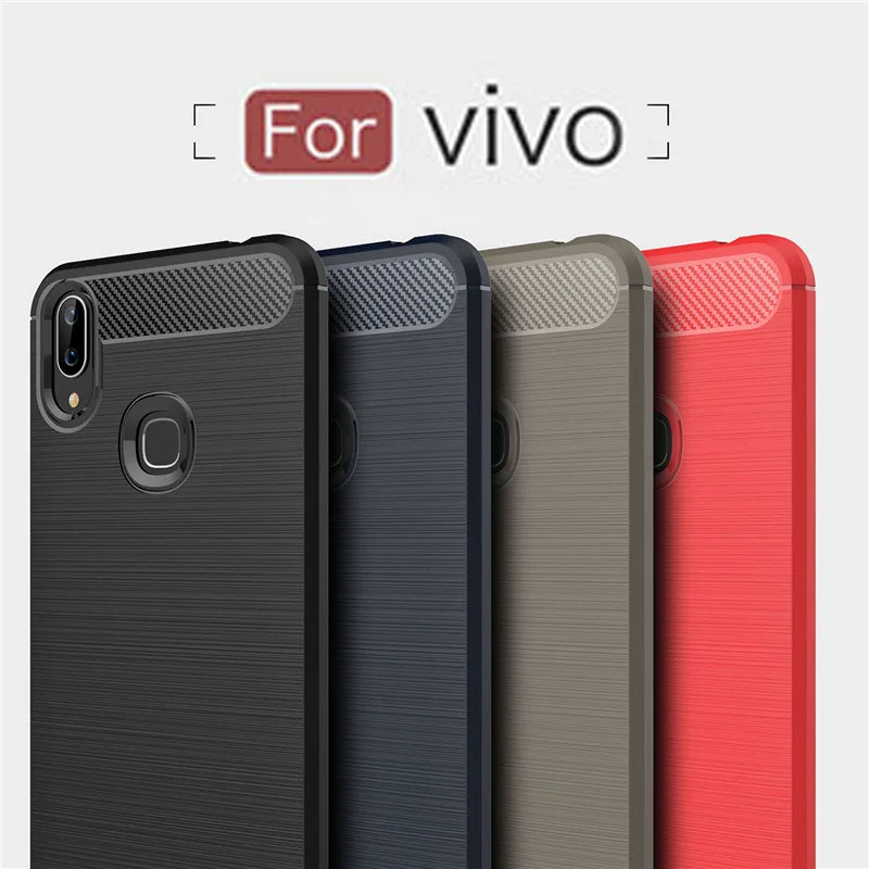 For VIVO X21i Case Luxury Carbon Fiber Rubber Armor Back Cover V7 V9 X7 X9 X9s X20 X21 UD Plus Silicone Phone |