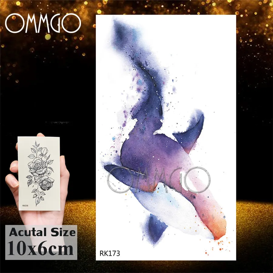 OMMGO 3D акварельные медузы временная татуировка наклейка для океана искусственная