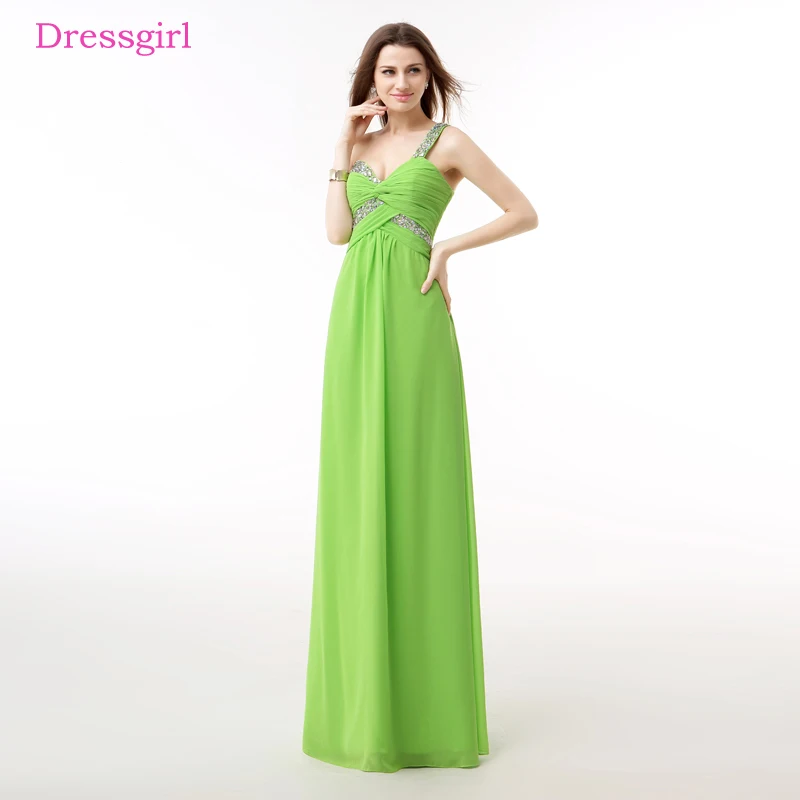 green chiffon evening gown