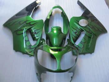 

Injection mold free 7 gifts fairing kit for Kawasaki ZX12R 00 01 black flames green fairings ZX12R 2000 2001(+ tank cover) OT25