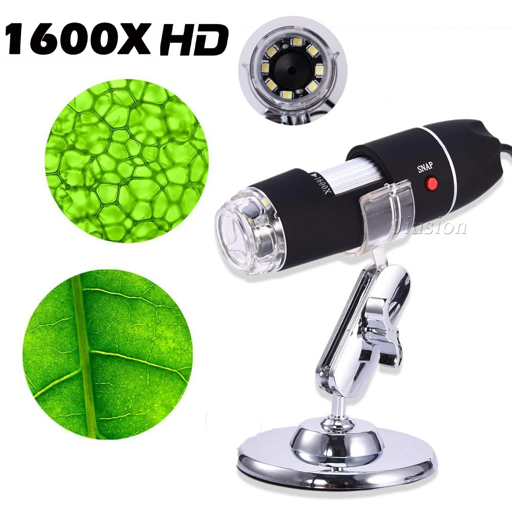 

Handheld 40 to 1600X USB Digital Microscope Mini Camera Electronic Endoscope Magnifier Support Stand for Android Phone PC OTG