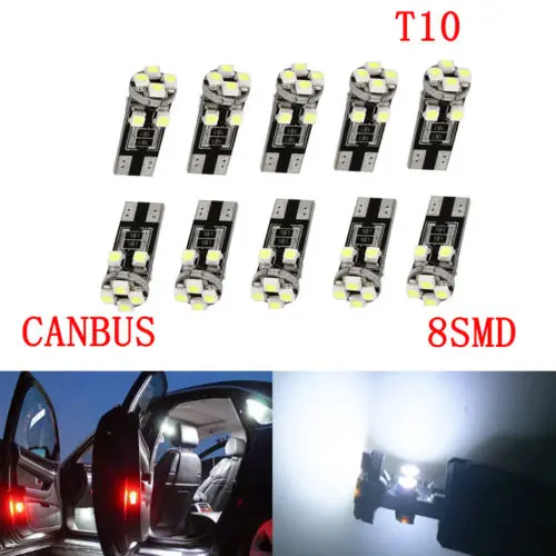 10 Lampade Led T10 Canbus 8 Smd 3528 No Errore Luci Bianco Lampadine