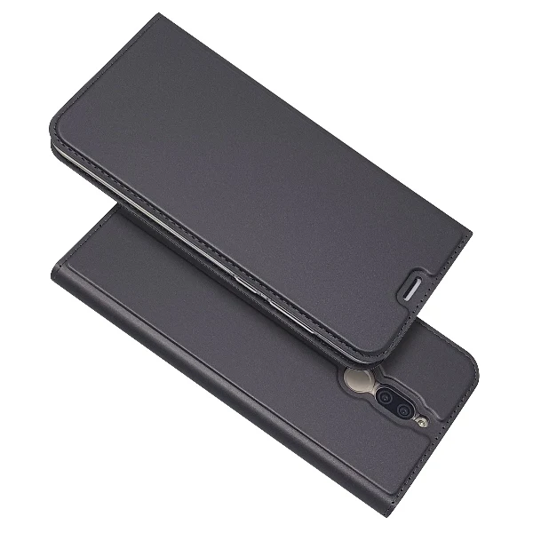 Для Huawei Mate 10 lite ультра-тонкий кожаный магнитных флип бумажник чехол для Honor 9i/ nova 2i/maimang 6 - Цвет: Темно-серый