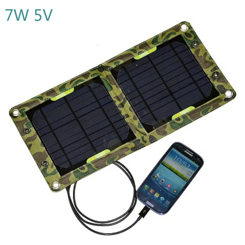 Aoshike 7W 5V Solar Panel Power Bank Portable Folding Solar Charger
