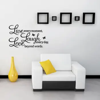 

1PC Home Decor Paper Wall Stickers Live Laugh Love Vinyl Decoration Quote Removable DIY Wall Papers New Home Improvements