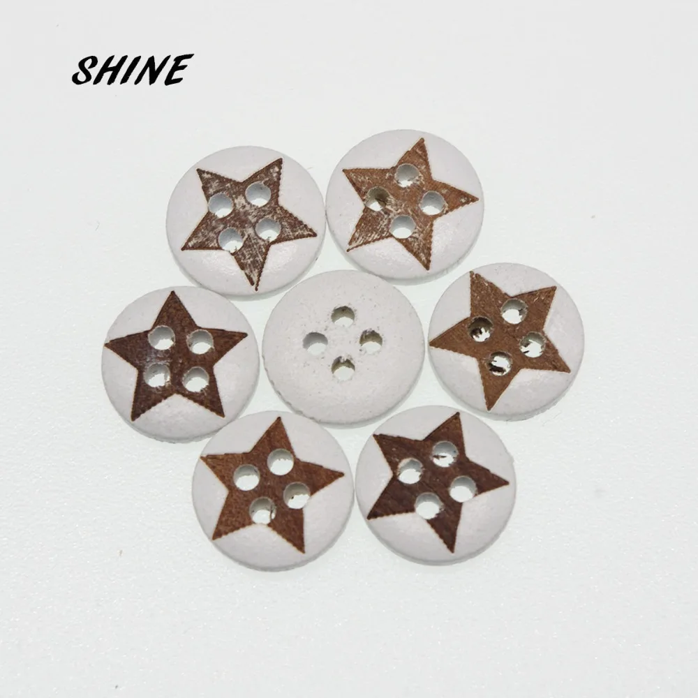 

Wooden Sewing Buttons Scrapbooking Round White Four Holes Star Pattern 12.5mm 24 PCs Costura Botones Decorate bottoni botoes