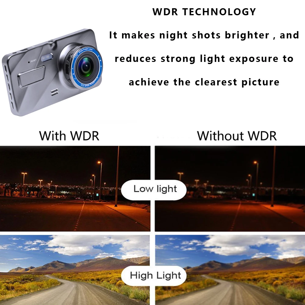 5Dash Cam New Dual Lens Car DVR Camera Full HD 1080P 4 IPS Front+Rear Mirror Night Vision Video Recorder Parking Monitor