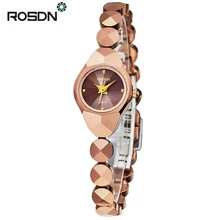 ROSDN Quartz Watches Steel Round Shock Resistant Luxury Women Watch Famous Top Brand Fashion Design Bracelet Ladies Dress Clock
