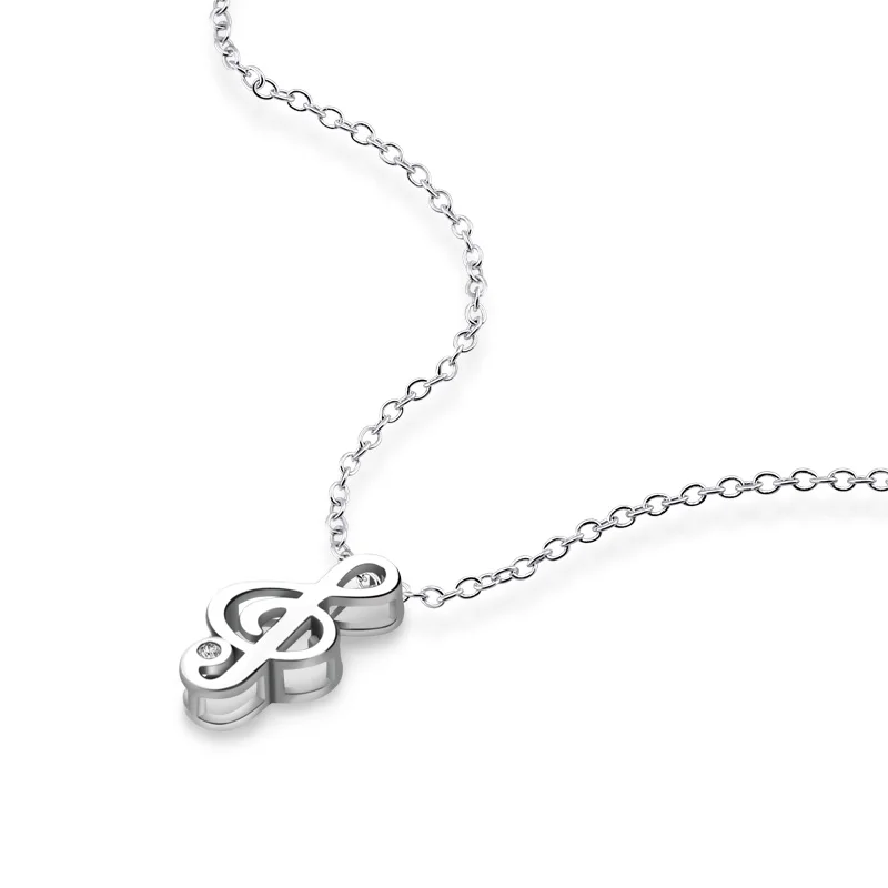 

Girl Fashion Jewelry 925 Sterling Silver Musical Notes Pendant Necklace Solid Silver Clavicle Chain Commemorative Gift bijoux