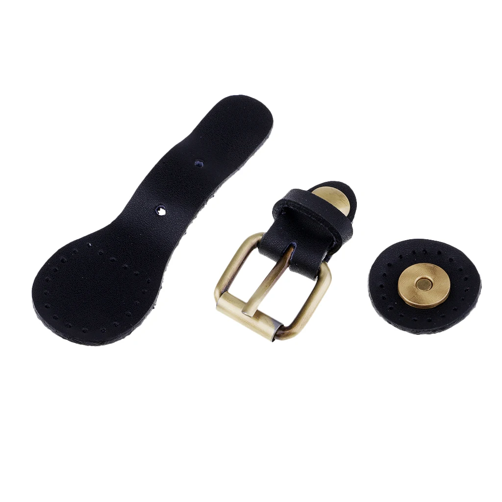 Retro Sew on Leather Magnetic Snap Buckles Closure DIY Bag Handbag Replacement 9.5x2cm