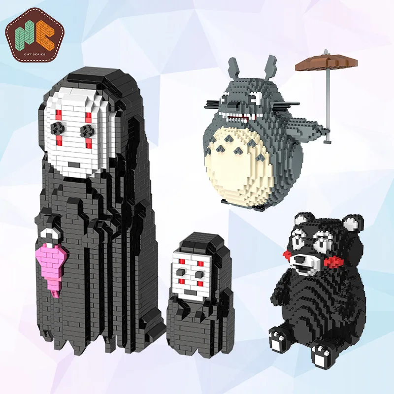 

HC Diamond Mini Building Blocks Bricks Cartoon No Face Man My Neighbor Totoro Kumamon Model Blocks Educational Toys for Children