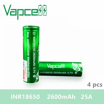 

Free shipping 4pcs Vapcell 18650 battery 2600mah 25A 3.7V rechargeable battery HIGH POWER electronic smoke E-CIG cigarettes