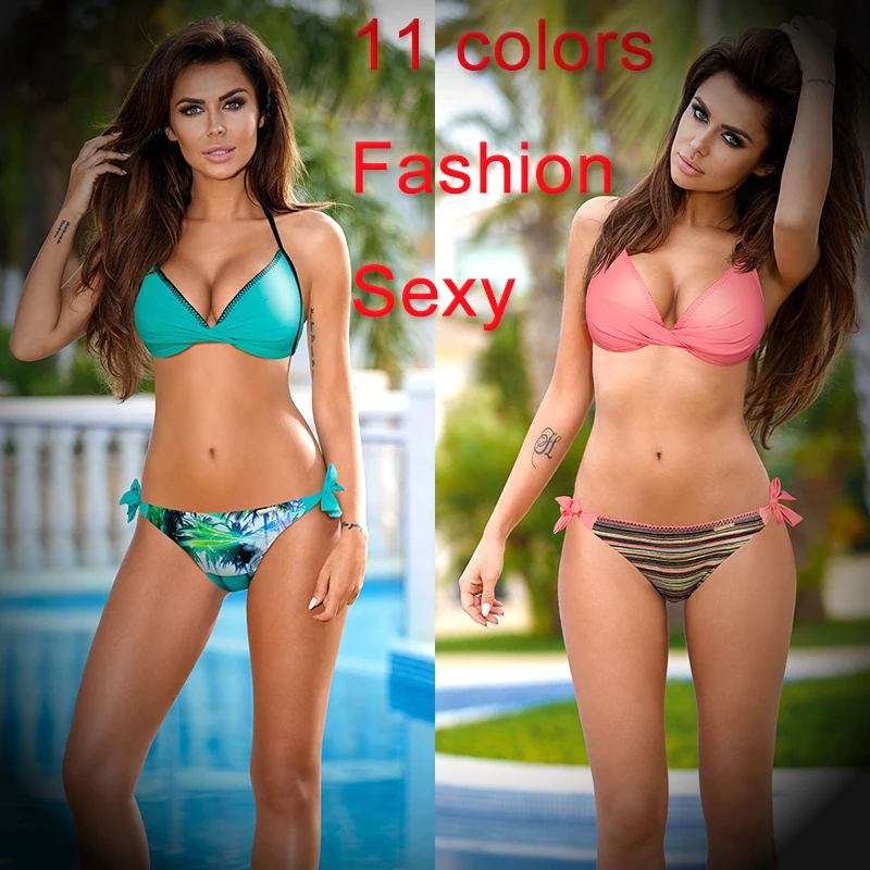 

Thong Bikini 2019 Brazil Sexy Push Up Swimsuit Halter Fashion Swim Suit Low Waist Swimming Wear Pad UnderWire Swimwear Women Buy