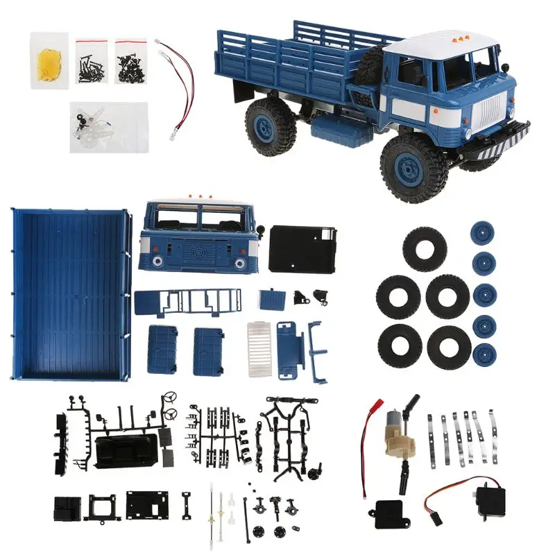 WPL B-24 1:16 2,4G мини внедорожник RC автомобиль военный грузовик DIY сборочные модели - Цвет: 3TT301120-BL