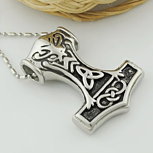 

GOKADIMA Fashion Stainless Steel Mens Pendant Necklace Jewellery Knot Myth Mjolnir Hammer, WP557