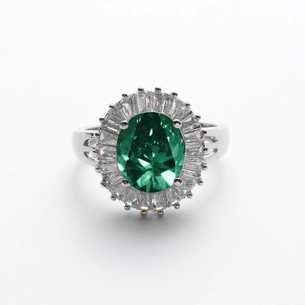 1 шт винтажное классическое посеребренное кольцо с зеленым кристаллом овальной формы женские ювелирные изделия